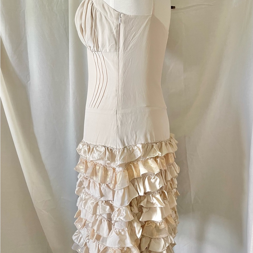 Elegant Cream Ruffle Prom Dress - Picture 4 of 15
